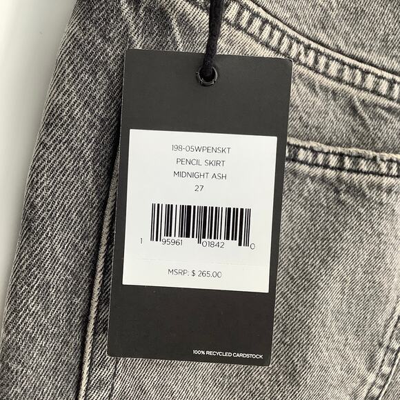 NEW! RE/DONE Size 27 Midnight Ash Denim Pencil Skirt $265 msrp Gray Jean I8-15 - Picture 7 of 10